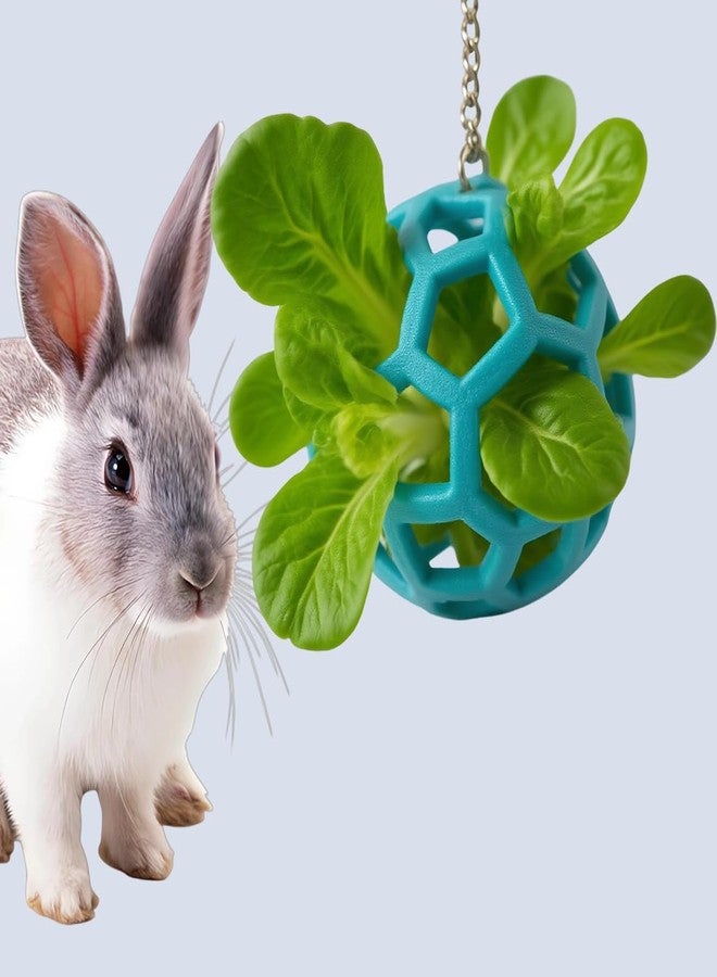 nsgglecher Rabbit Treat Ball, Bunny Enrichment Toy with Stainless Steel Hanger Set, Veggie Feeding Rabbit Ball Toy to Slow Feeder for Bunny, Guinea Pig, Hedgehog, Squirrel, Tortoise - Image 4