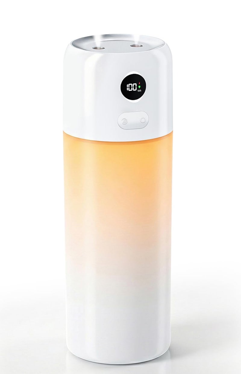 gofuch Portable Mini Humidifier, 500ml Rechargeable Dual Mist, Auto Timer & Dry-Burn Protection, with Night Light, for Bedroom Office AC Room Plants Car Travel (White) - Image 1