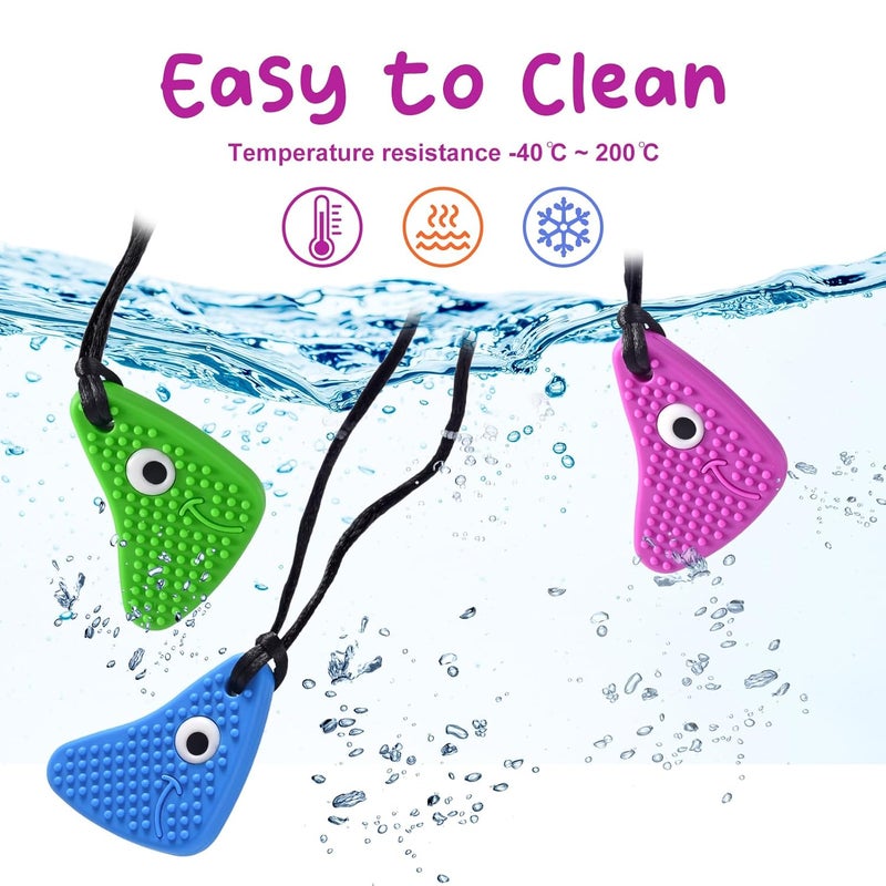 seeway Chew Necklaces for Sensory Kids Seeway Chewy Necklace Sensory Motor Aids 3 Pack Silicone Sensory Chew Toys Different Textures Chewelry Improve ConcentrationBlue Green Purple - Image 3