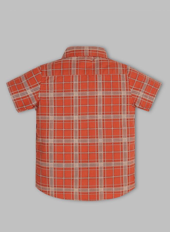 Infinity Kids Rust Checked Short Sleeves Shirt - Image 3