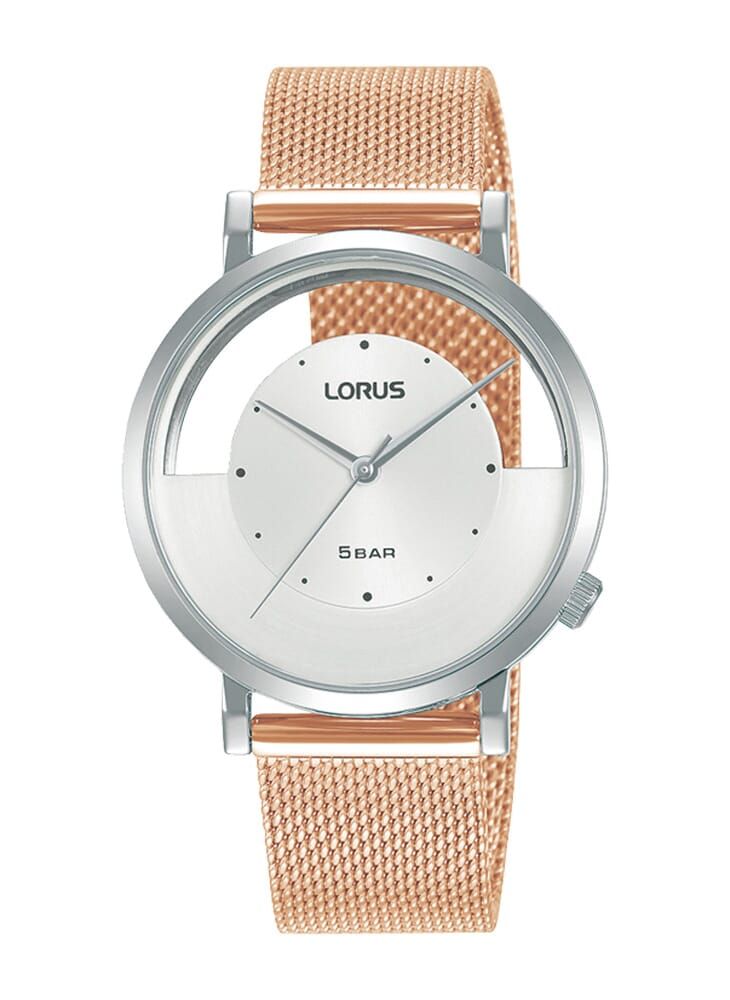 LORUS ساعة لوروس بيضاء بمينا أشعة الشمس مع كوارتز من الفولاذ المقاوم للصدأ للنساء RG275SX9 - Image 1