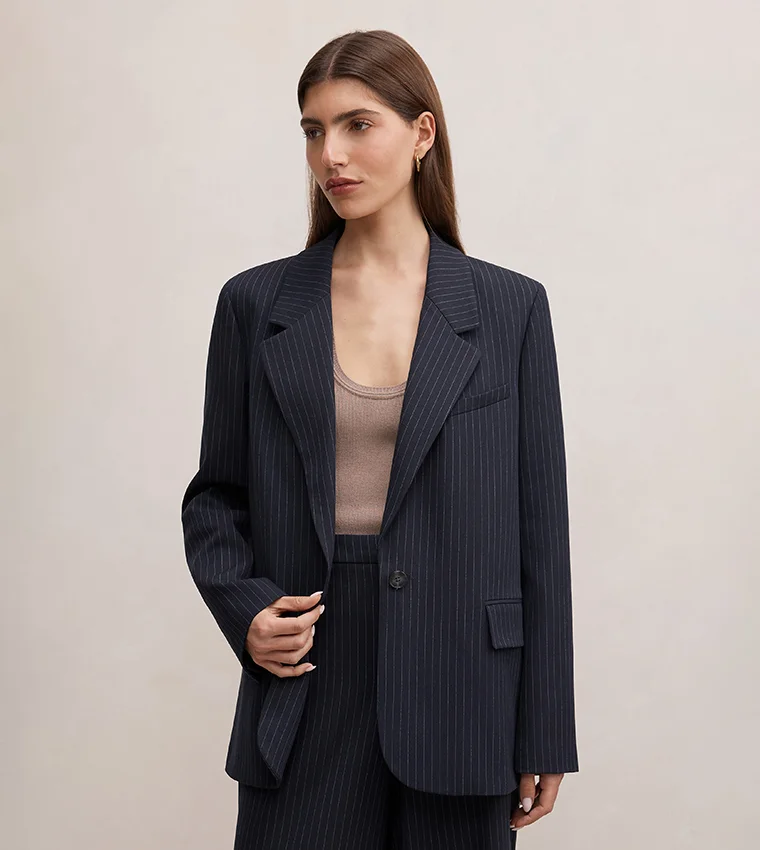 فورايفر نيو Paloma Pinstripe Single-Breasted Blazer