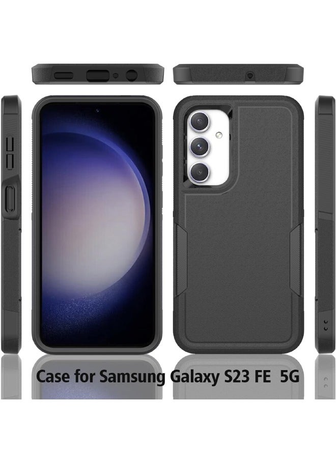 RUGGED SHIELD - Samsung Galaxy S23 FE Case, Dual Layer Protective Heavy Duty Cell Phone Cover, Super Shockproof Drop Proof Protection Case Cover for Samsung Galaxy S23 FE 5G 2023, Black - Image 1