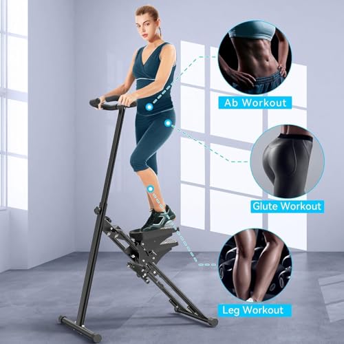 MY HEART MYHEART Foldable Stair Climber for Home Workout | Vertical Climbing Machine & Stepper with Adjustable Pedals & Handrails | for Men & Women | 110kg Load Capacity | Large Non-Slip Pedals (STAIR STEPPER) - Image 2