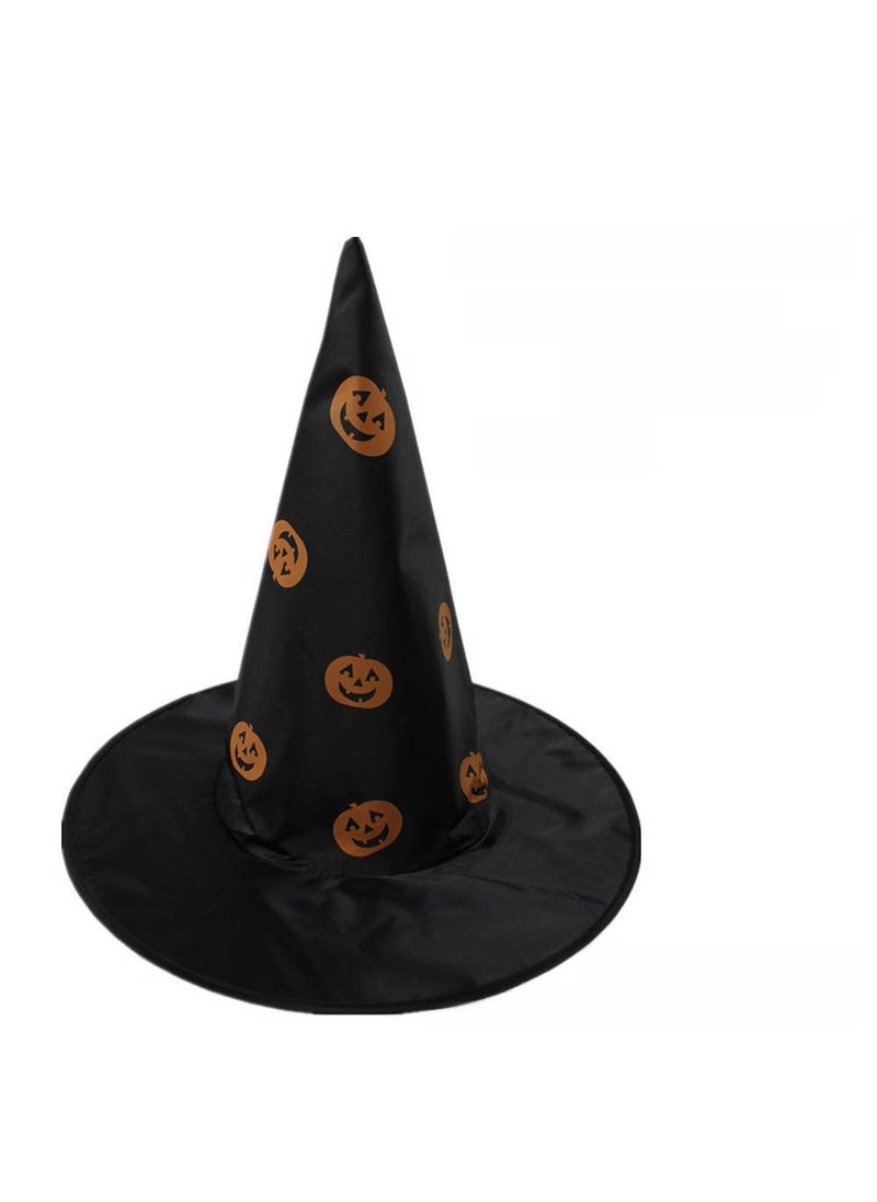 Loquat 1 x 5 pcs  Party Witch Hat with Pumpkin Print Printed Pumpkin Black Witch Hat 1 PCs