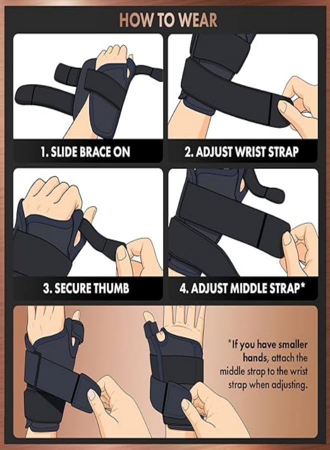 M MIAOYAN Faced Copper Wrist Thumb Brace - 1 Brace - Spica Spica Splint for De Quervain Tendonitis, Arthritis, CMC, Pain Relief - Left or Right Hand - Suitable for Men and Women.  - Image 2