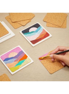 Juvale 50 Pack Square Self Adhesive Cork Board Backings For Diy Crafts Projects Customizable Cork Tiles Cork Squares For Coasters Decor (1.5 Mm Thick 3.7 In Length)  - Image 2