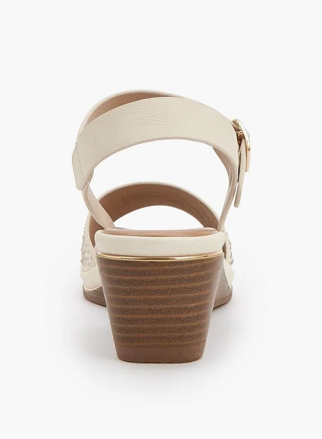 Le Confort BEIGE Women Rhinestone Embellished Wedge Heel Sandals for Women | Best Price UAE