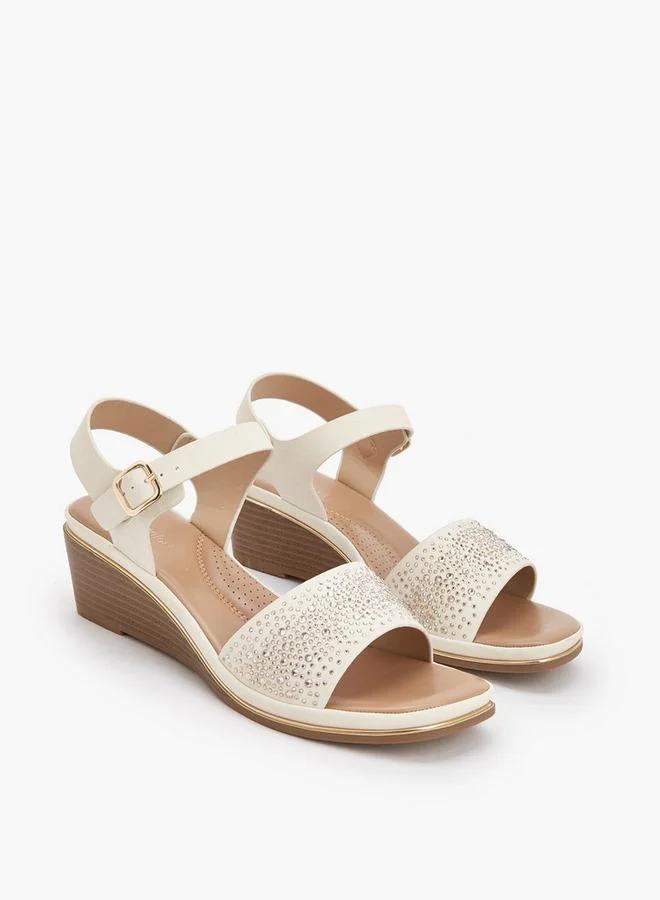 Le Confort BEIGE Women Rhinestone Embellished Wedge Heel Sandals for Women | Best Price UAE