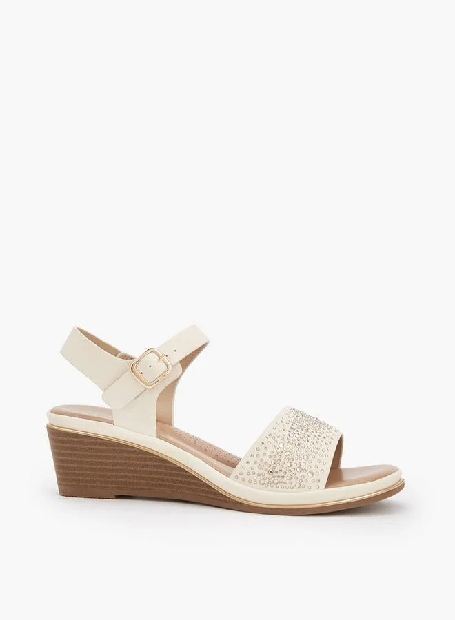 Women Rhinestone Embellished Wedge Heel Sandals