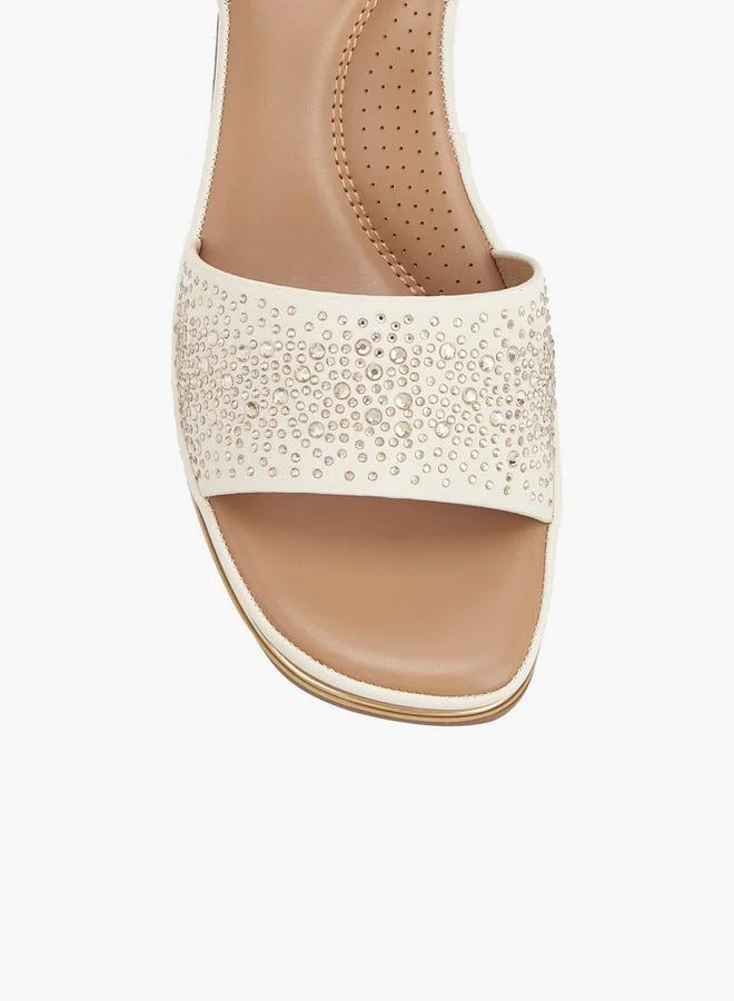 Le Confort BEIGE Women Rhinestone Embellished Wedge Heel Sandals for Women | Best Price UAE