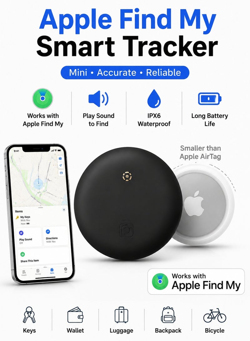اوليو متعقب ذكي متوافق مع Apple Find My – بديل AirTag صغير لتحديد الموقع عبر البلوتوث للمفاتيح والمحفظة والحقائب – مقاوم للماء IPX6 (iOS فقط) - Image 1