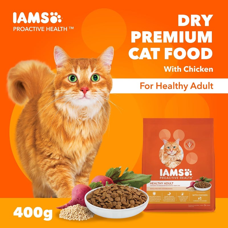 IAMS Proactive Health Chicken Premium Adult Cat Dry Food With Chicken, 400 g - Image 2