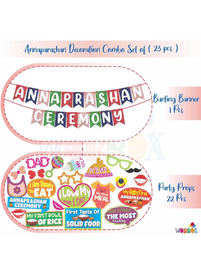 WOBBOX Annaprashan Photo Booth Party Props with Bunting Banner Annaprashan Ceremony Multi Color, Annaprashan Decoration Item - Image 2