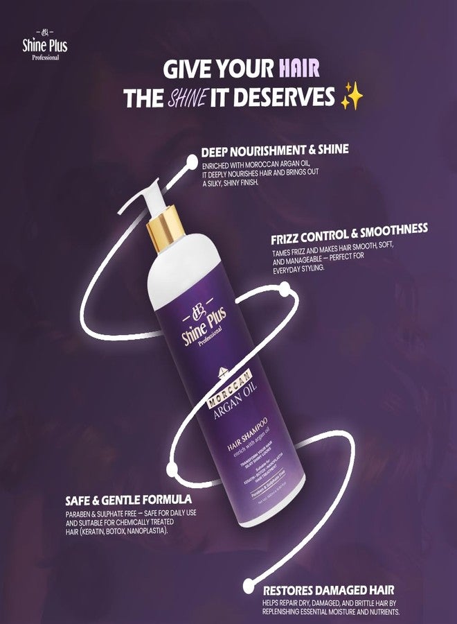 HB Shine Plus Professional Moroccan Argan Oil Hair Shampoo & Hair Mask Combo | Frizz Control, Smoothness & Shine | Sulphate & Paraben Free | For Dry & Treated Hair | 500ml Shampoo + 500ml Hair Mask - Image 5