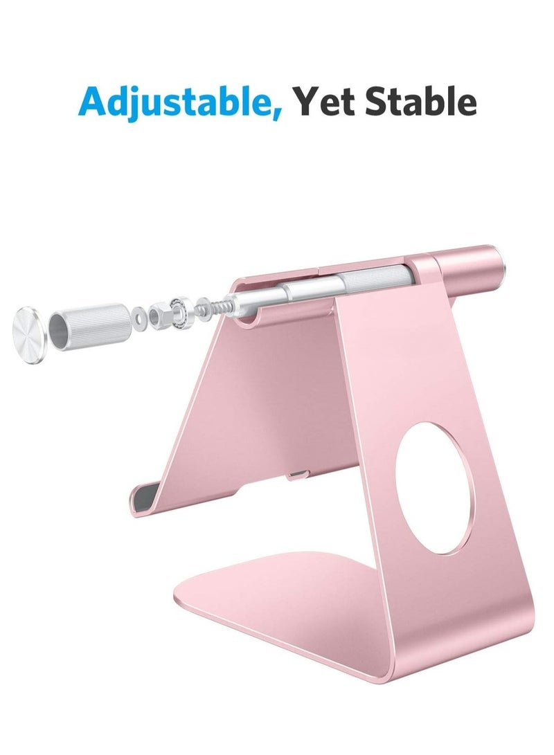 Metal iPad Stand, Foldable Tablet Holder, Adjustable Mobile Phone Holder Compatible with iPad, iPad Air/Mini, iPad Pro, Samsung Tab and More (Pink) - Image 3