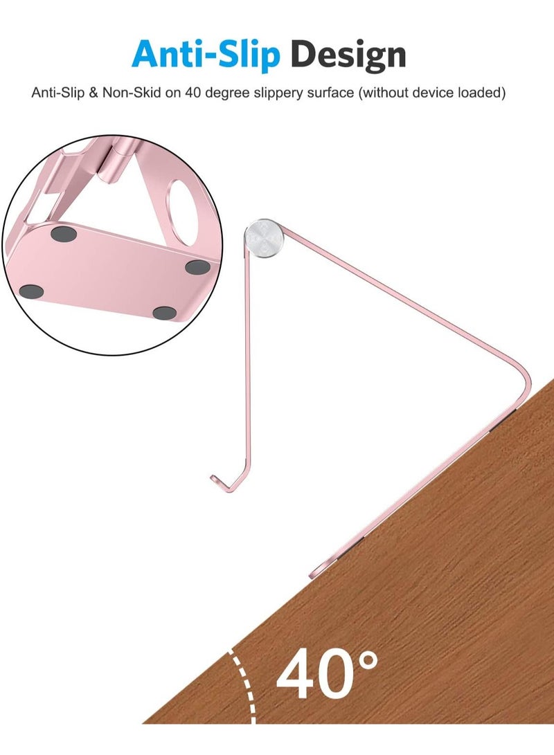 Metal iPad Stand, Foldable Tablet Holder, Adjustable Mobile Phone Holder Compatible with iPad, iPad Air/Mini, iPad Pro, Samsung Tab and More (Pink) - Image 5