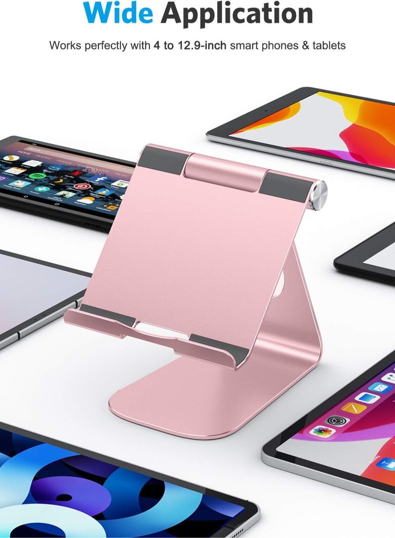 Metal iPad Stand, Foldable Tablet Holder, Adjustable Mobile Phone Holder Compatible with iPad, iPad Air/Mini, iPad Pro, Samsung Tab and More (Pink) - Image 2