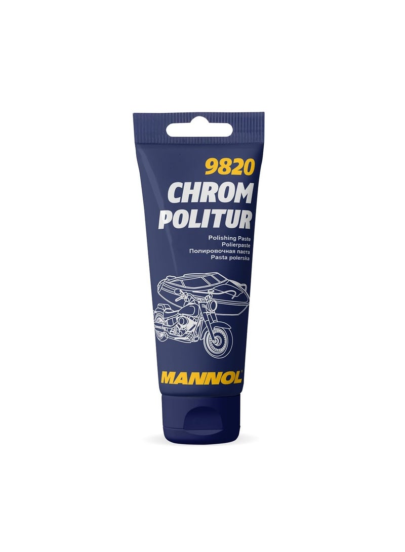 MANNOL 9820 CHROM POLITUR (100ml) FOR CLEANING AND POLISHING | REMOVES RUST,STAINS, MICRO-SCRATCHES - Image 1