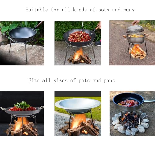 HAORIZISHOP Campfire Tripod,Camping Pans Open Fire Tripod Campfire Camping Backyards Patios Pot Stand Camping Tripod for Cooking - Image 2