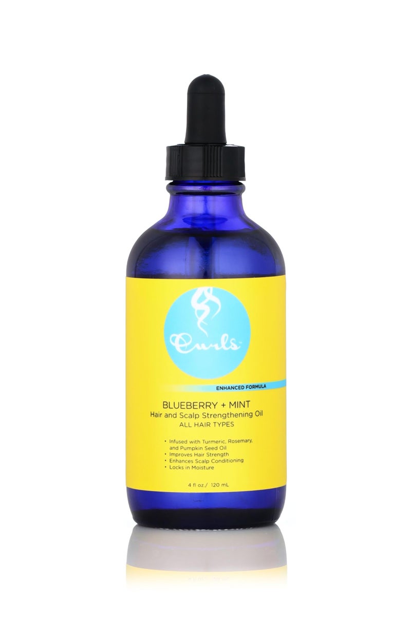 Curls Blueberry Bliss Blueberry & Mint Hair and Scalp Strengthening Oil - 4 oz, Root-Penetrating Hair Oil with Turmeric, Rosemary & Pumpkin Seed Oil, Hair and Scalp Treatment Oil, All Hair Types - Image 1