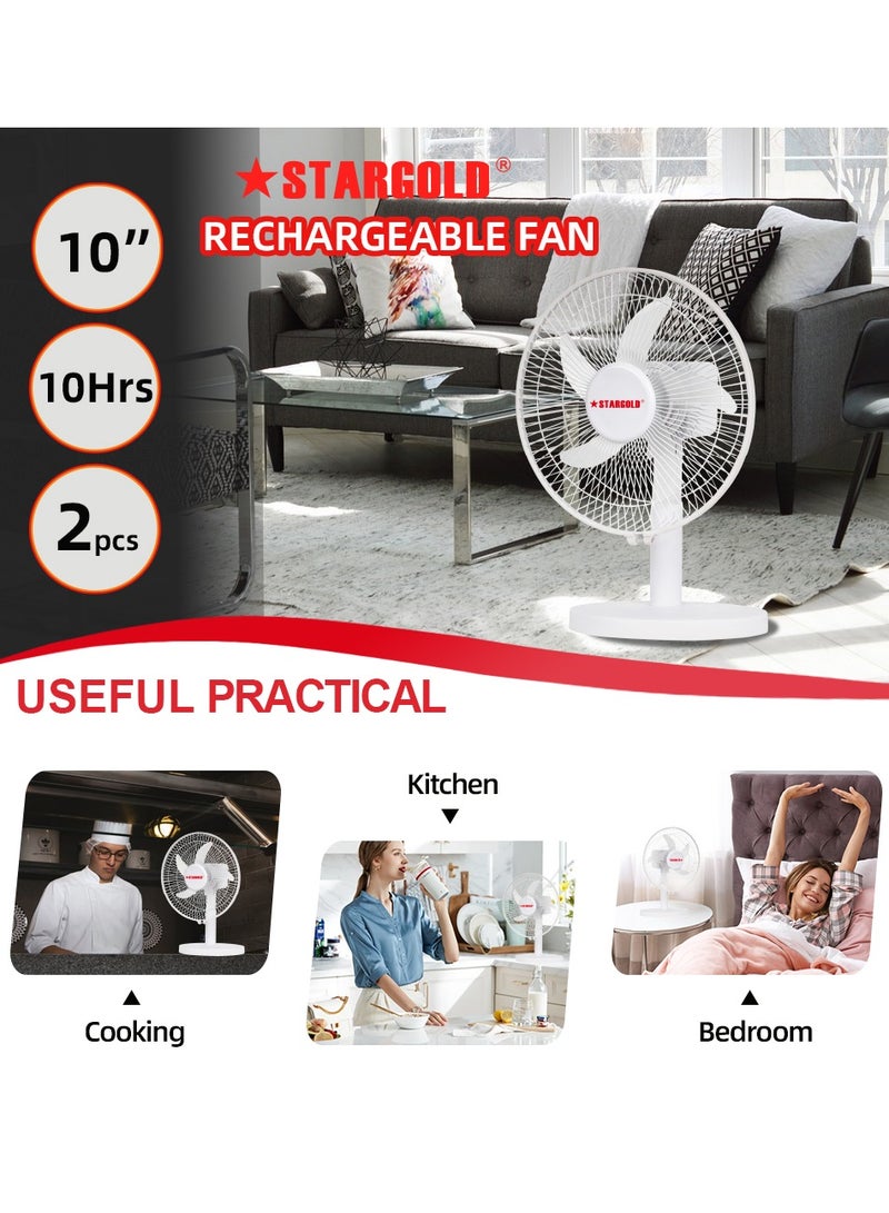 ستارجولد مروحة صغيرة محمولة 10 بوصة، منخفضة الضوضاء، 3 سرعات قابلة لإعادة الشحن، بطارية ليثيوم 5000 مللي أمبير في الساعة - Image 3