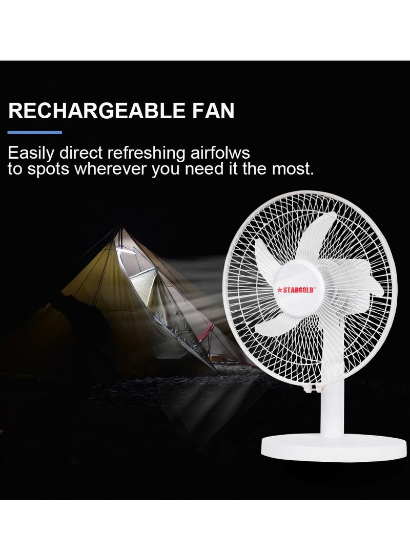 ستارجولد مروحة صغيرة محمولة 10 بوصة، منخفضة الضوضاء، 3 سرعات قابلة لإعادة الشحن، بطارية ليثيوم 5000 مللي أمبير في الساعة - Image 5