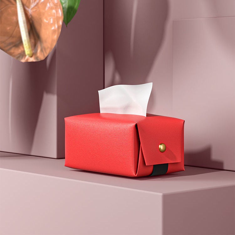 Generic Casual Internet Celebrity Fashionable Paper Storage Box Personalized Self-assembly Easy-to-operate Home Office Dormitory Tissue Bag Red 