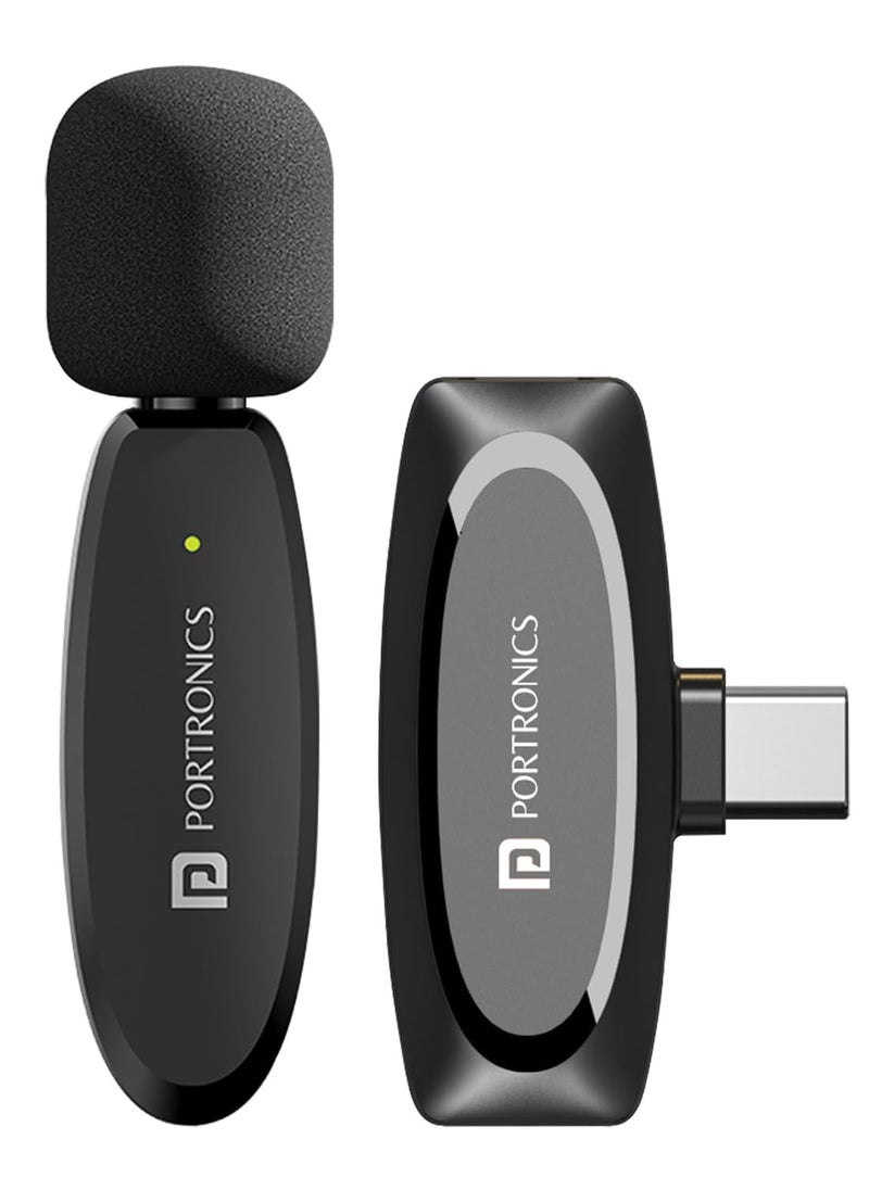 Portronics - Portronics Dash 7 omnidirectional type C wireless microphone, noise cancellation, plug and play, lapel wireless mic for video recording, supports type C android, iPhone, camera, laptop - Image 1