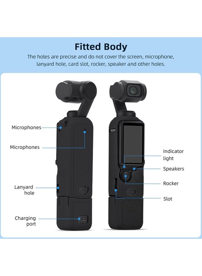 سجيت طقم ملحقات DJI OSMO جيب 3، غطاء حماية سيليكوني، واقي شاشة زجاجي مقسى، واقي عدسة.  - Image 3