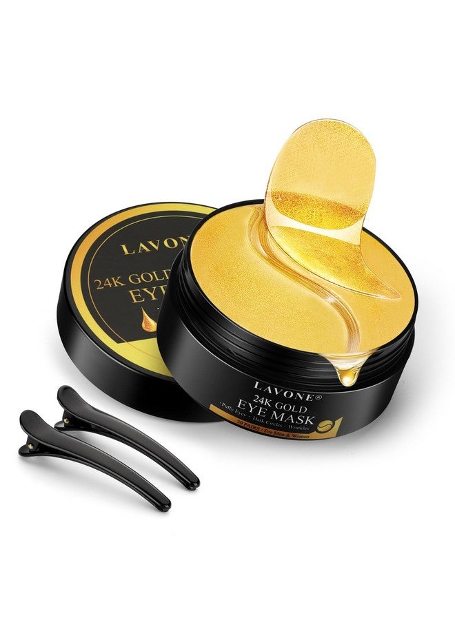 LAVONE Eye Mask30 Pairs 24K Gold Under Eye Patches Skin Care Productseye Masks Skincare For Dark Circles And Puffinessreduce Wrinkleseye Bags And Fine Linesfor Women And Manwith Hair Clips - Image 1