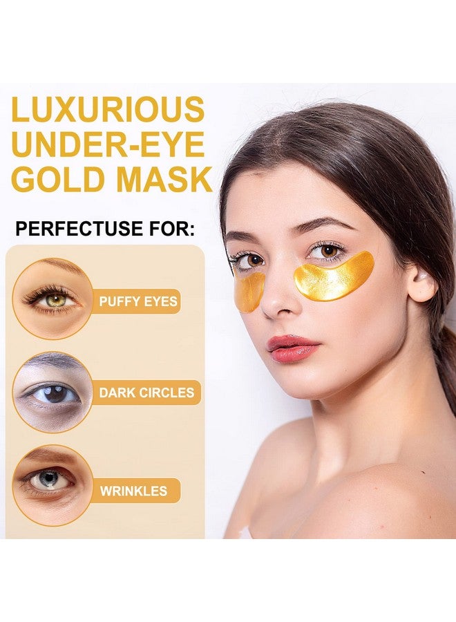 LAVONE Eye Mask30 Pairs 24K Gold Under Eye Patches Skin Care Productseye Masks Skincare For Dark Circles And Puffinessreduce Wrinkleseye Bags And Fine Linesfor Women And Manwith Hair Clips - Image 2