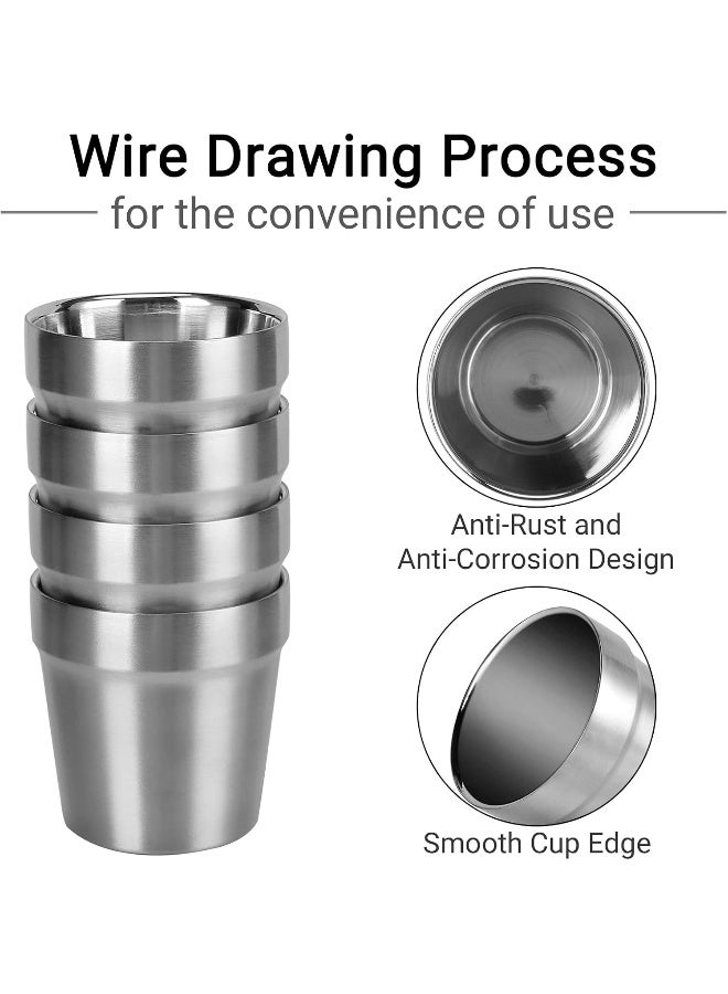 Beasea Mini Stainless Steel Cups, 6 oz Set of 4 Metal Drinking Cups, Stackable 304 Stainless Steel Cups Double Wall Small Metal Insulated Drinking Cups Glasses for Home Restaurant Party Camping - Image 4