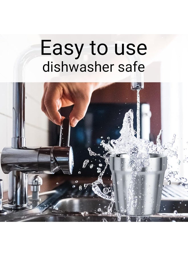 Beasea Mini Stainless Steel Cups, 6 oz Set of 4 Metal Drinking Cups, Stackable 304 Stainless Steel Cups Double Wall Small Metal Insulated Drinking Cups Glasses for Home Restaurant Party Camping - Image 5