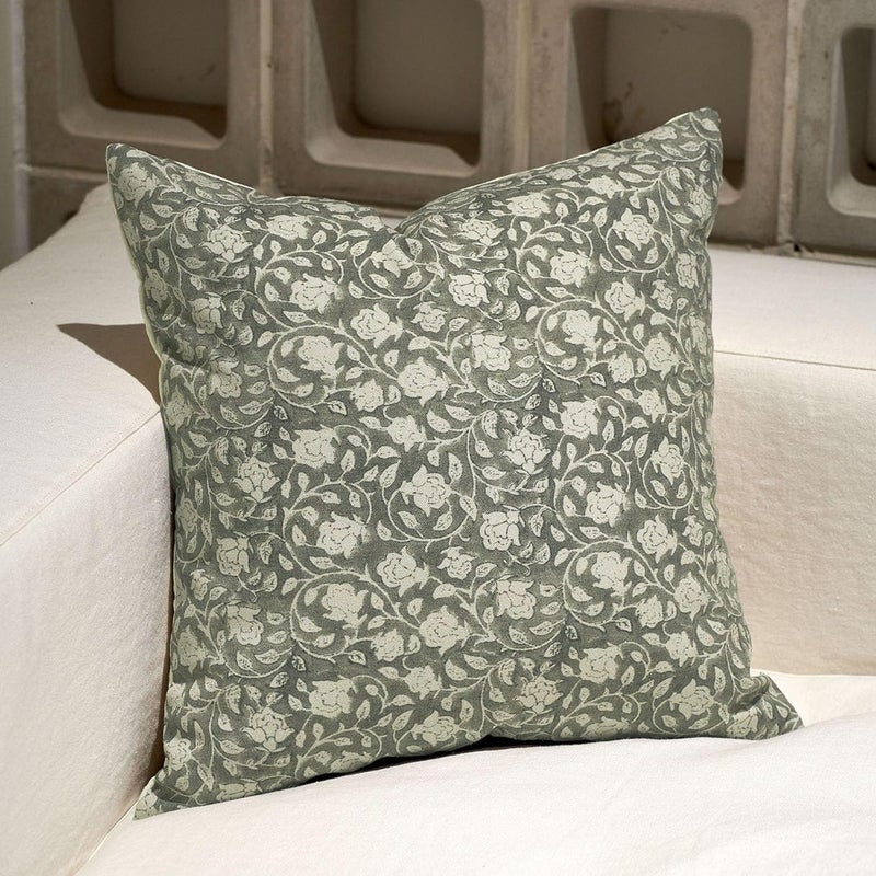 DOMVITUS Floral Pillow Covers 20x20 Throw Pillows for Couch Floral Print Pillow Cover Decorative Neutral Accent Throw Pillow Covers for Living Room 1PC Laurel Green
