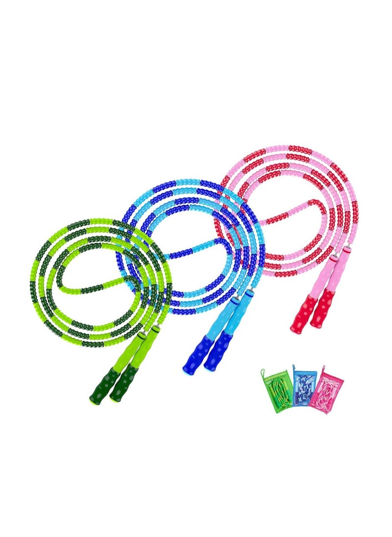 SYOSI Jump Rope, Adjustable Length Tangle-Free Segmented Soft Beaded Skipping Rope, Fitness Jump Rope for Kids, Man, and Women Weight Loss 9.2 Feet (3-Pack)  - Image 1