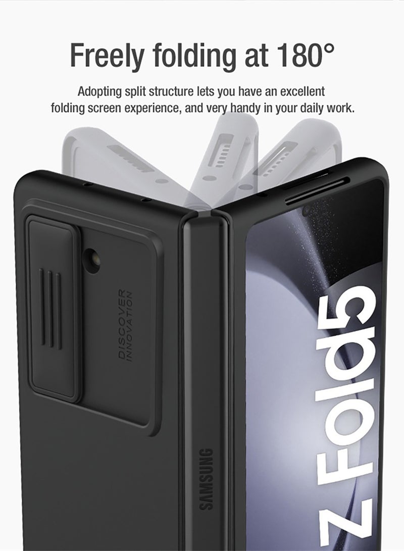Nillkin Protective Cover Compatible with Samsung Galaxy Z Fold 5 5G CamShield Silky Liquid Silicone Slim Anti-Fingerprint Shockproof with Slide Camera Cover 180° Freely Foldable Phone Case - Image 4