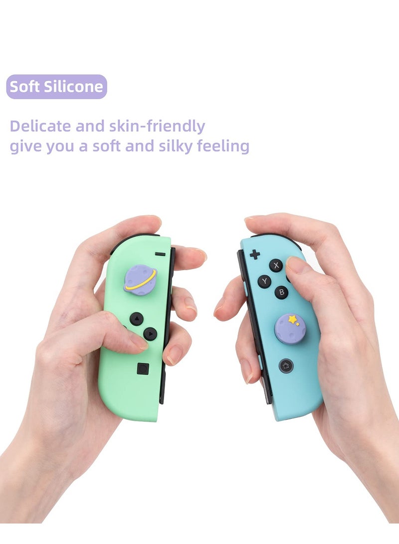 SOLARAE Thumb Grip Caps for Nintendo Switch, OLED & Switch Lite - Soft Silicone Joystick Covers (4PCS) with Purple Happy Planet Design - Image 5