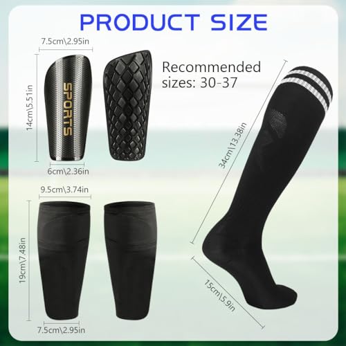 Optifit® Kids Shin Guards Set of 3 EVA Cushioning Shin Guards Shine Guards Sleeve and Knee High Compression Socks Teens Kids Sport Shin Guards Set - Image 2