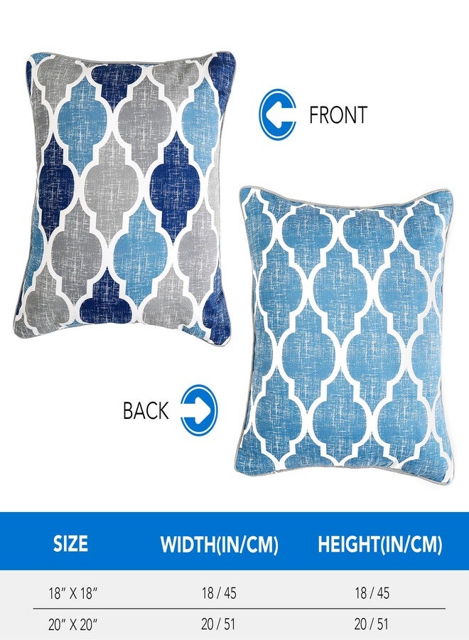 Beauoop Throw Pillowcover Soft Chenille Print Moroccan Geometric 2-Sided Pattern Blue and Gray Decorative Velvet Square Cushion Covers Standard Pillowcase Couch Sofa Bed Men/Women 18x18 Inch, Set of 2 - Image 4