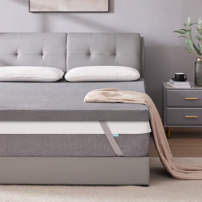 2 INCH GEL MEMORY FOAM MATTRESS TOPPER TWIN SIZE VENTILATED HIGH DENSITY PAD FOR BACK PAIN BED TOPPER WITH REMOVABLE SOFT COVER CERTIPURUS CERTIFIEDGREY
