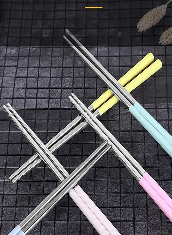 AKRIZA 5 Pair Spiral Wheat Stainless Steel Chopsticks Floral Design Wheat Straw Hand Grip - Image 4