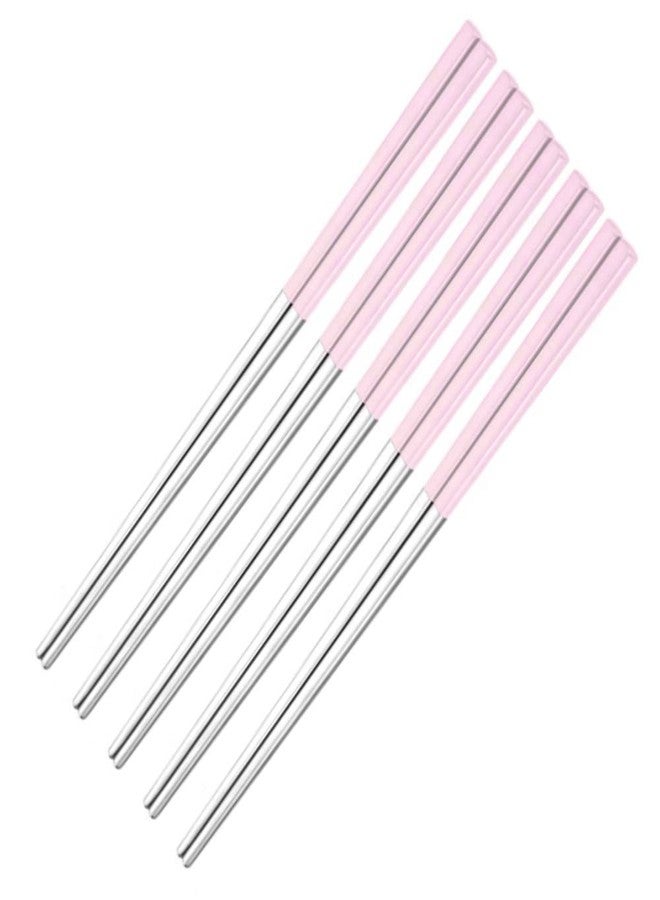 AKRIZA 5 Pair Spiral Wheat Stainless Steel Chopsticks Floral Design Wheat Straw Hand Grip - Image 1