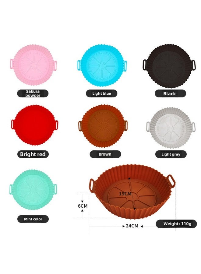 Air Fryer Baking Pan Silicone Baking Pan Round Baking Pan Household Silicone Air Fryer Baking Pan Silicone Cushion-Specifications:Pink-Color:Round Three-dimensional 20*17*5cm 60g
