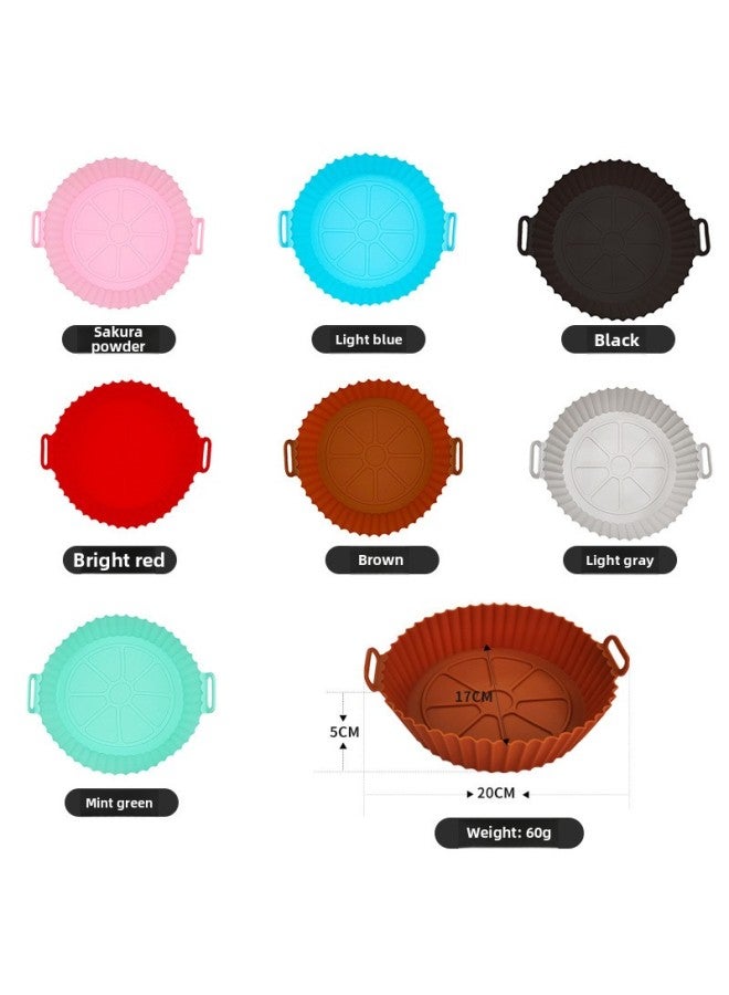 Air Fryer Baking Pan Silicone Baking Pan Round Baking Pan Household Silicone Air Fryer Baking Pan Silicone Cushion-Specifications:Pink-Color:Round Three-dimensional 20*17*5cm 60g