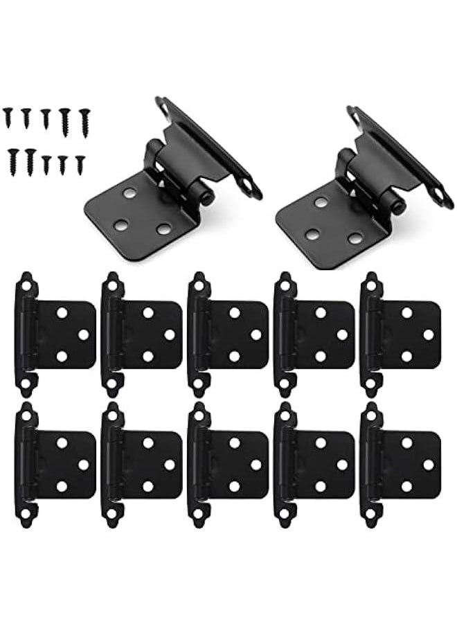 12 PCS Black Cabinet Door Hinges, 1/2 Overlay Kitchen Self Closing Hinges Hardware Replacement(6 Pairs)  - Image 1