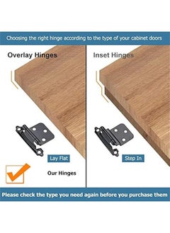 Generic 12 PCS Black Cabinet Door Hinges, 1/2 Overlay Kitchen Self Closing Hinges Hardware Replacement(6 Pairs)  - Image 2