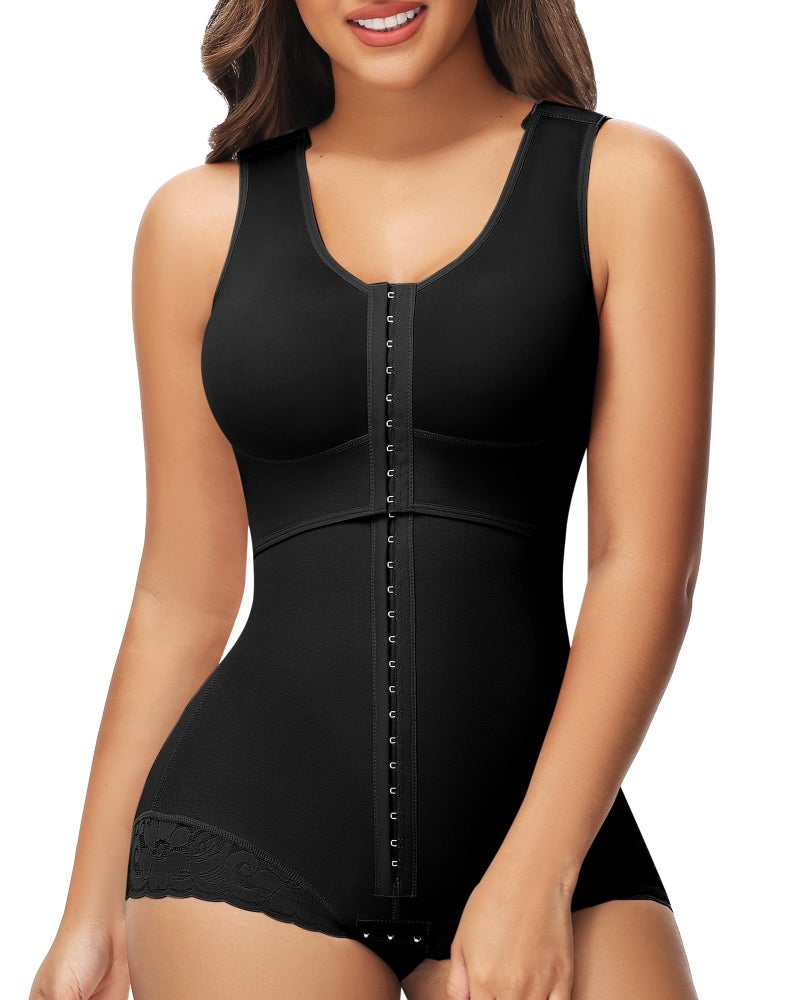 SHAPSHE Fajas Colombianas Moldeadoras de Cintura y Abdomen High Compression Curvy Body Shaper with Hook-and-eye Crotch Black M - Image 1