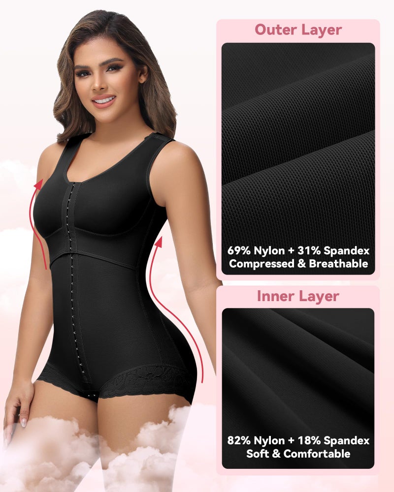 SHAPSHE Fajas Colombianas Moldeadoras de Cintura y Abdomen High Compression Curvy Body Shaper with Hook-and-eye Crotch Black M - Image 2