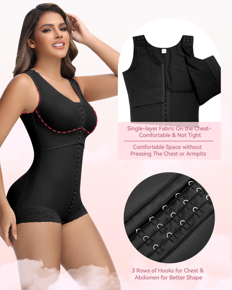 SHAPSHE Fajas Colombianas Moldeadoras de Cintura y Abdomen High Compression Curvy Body Shaper with Hook-and-eye Crotch Black M - Image 3